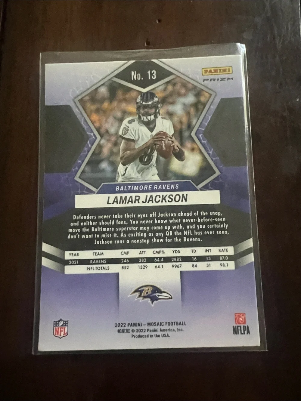 Lamar Jackson Mosaic Football Rookie Card - Orange/Purple Mosaic Baltimore raven